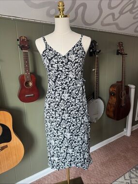 Black & White Floral Wrap Dress